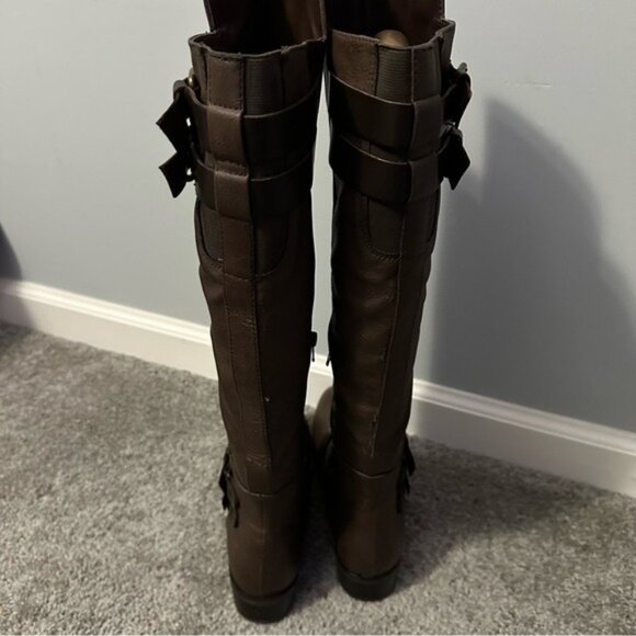 Dolce Vita Brown Buckle Knee High Boots 8.5 Riding Moto Chic Equestrian - Picture 7 of 15